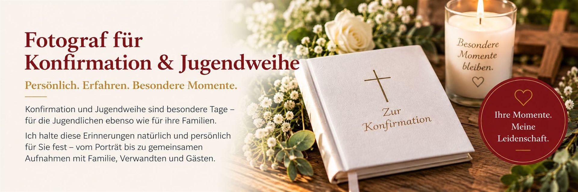 Festliche Tischdekoration mit Blumen und einer aufgeschlagenen Karte